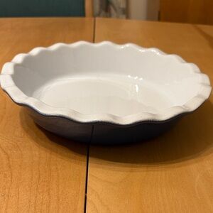 Emile Henry White and Blue Ceramic 9” Pie Dish